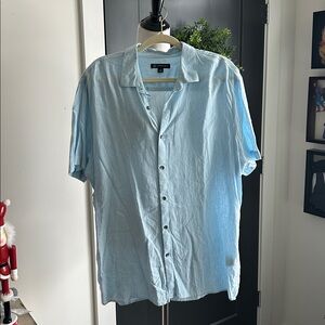 Inc XL short sleeve button down Light Blue Men's linen Shirt
